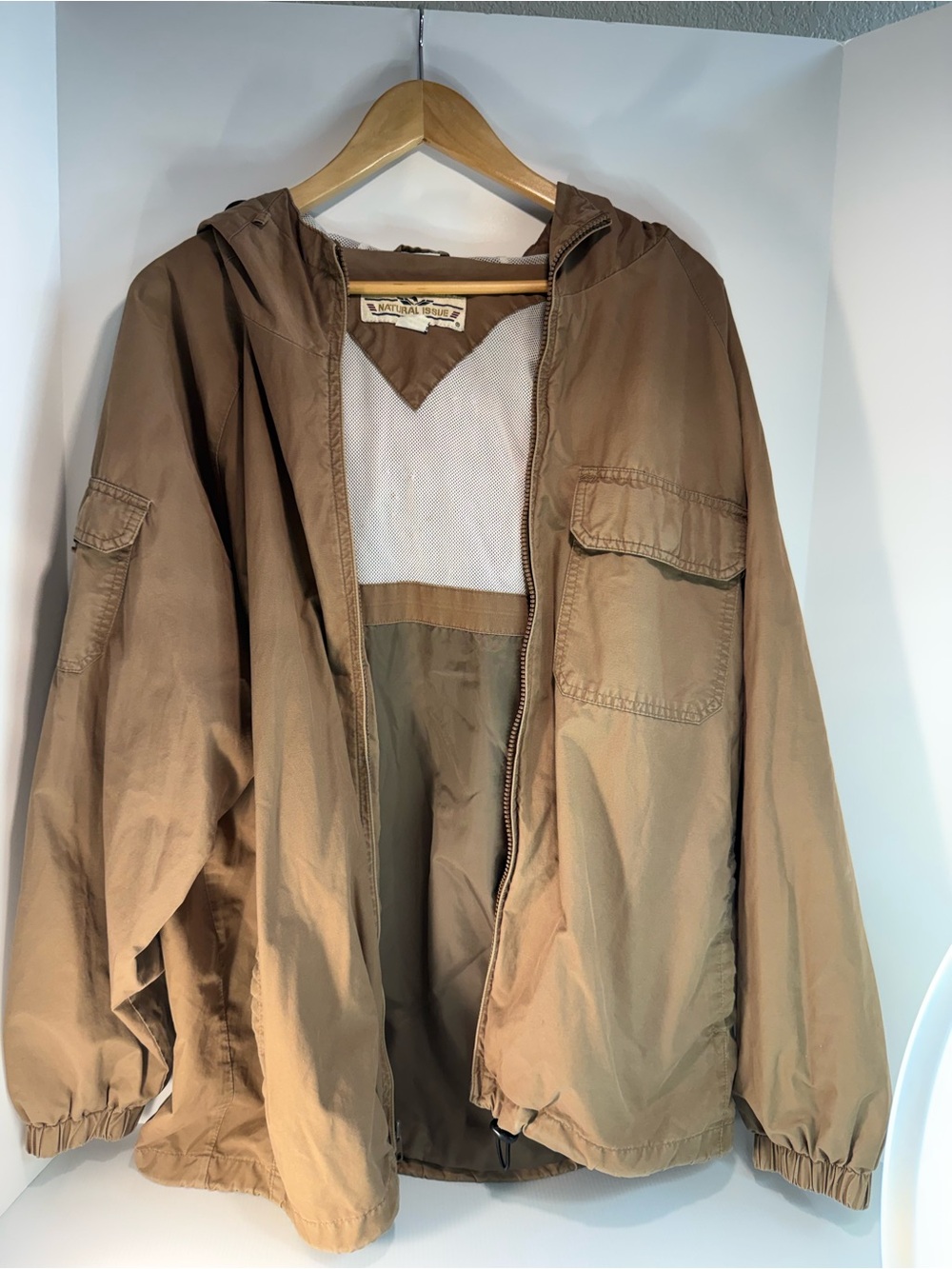 Vintage 1980-1990 Natural Issue hooded utility windbreaker jacket Men L